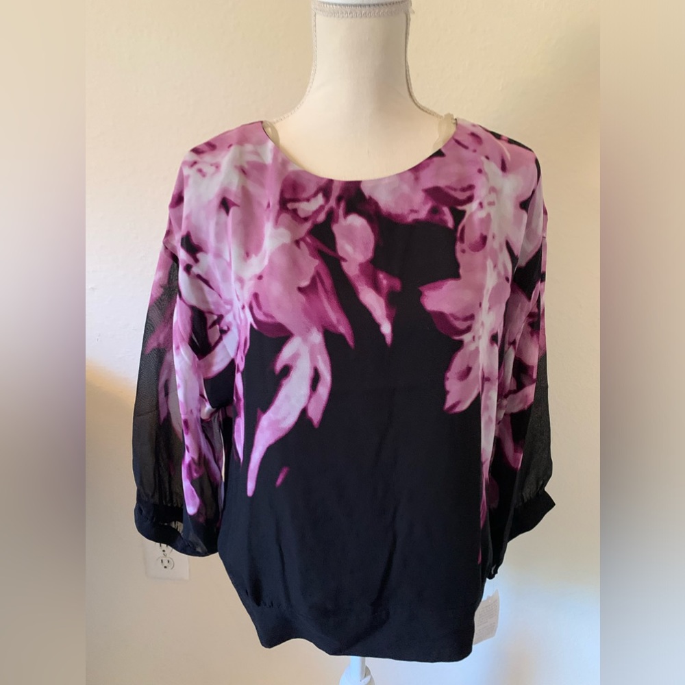 Anne Klein Silk Flower Print Blouse